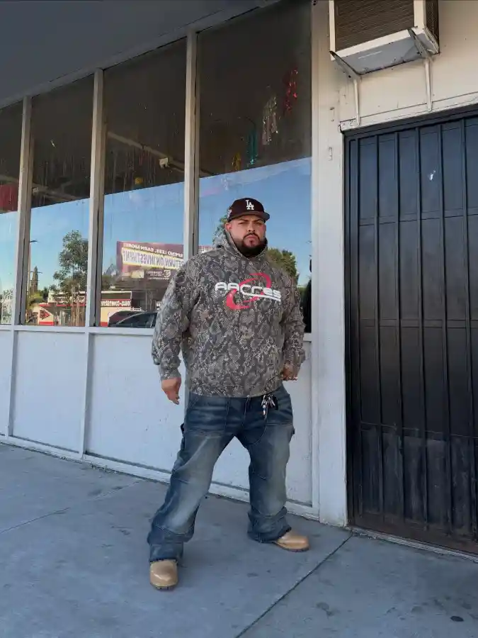 Snakeskin Hoodie and Relaxed Denim
