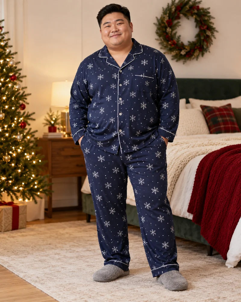 Snowflake Pajamas With a Relaxed Button-Front Fit