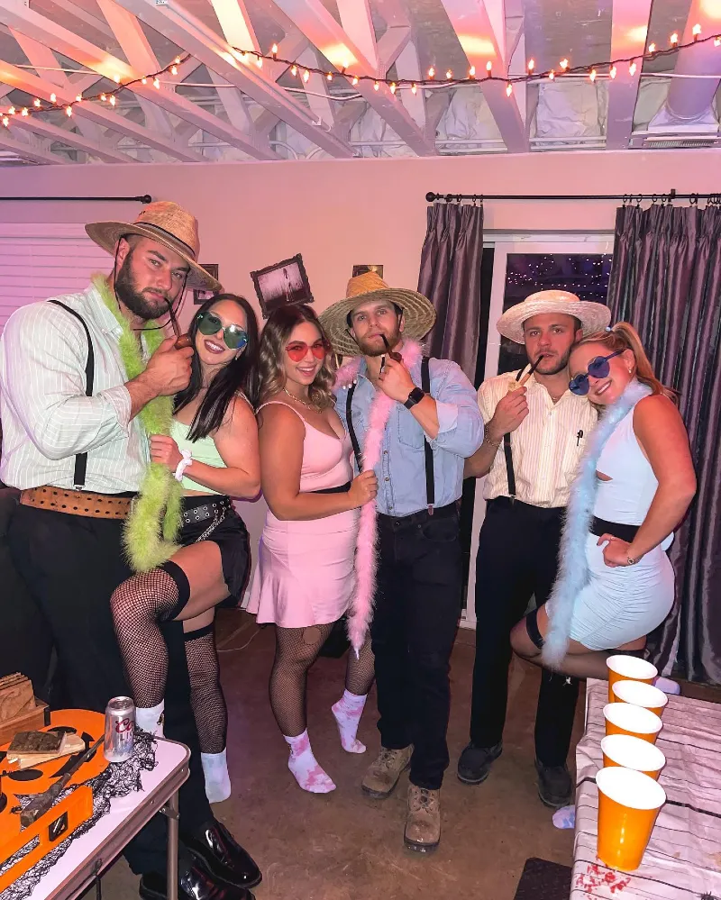 Straw Hats and Feather Boas Group Costume