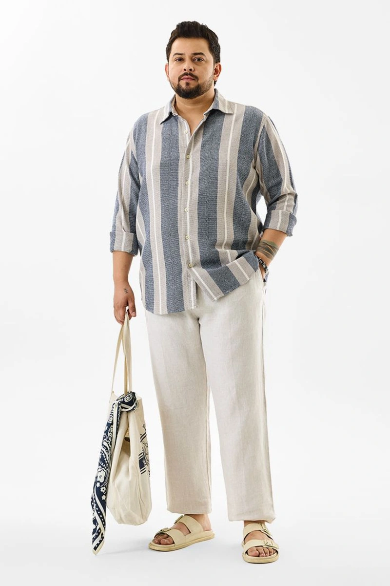 Striped Button Down Shirt and Linen Pants