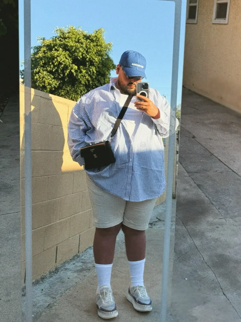 Striped Button-Down Shirt and Shorts