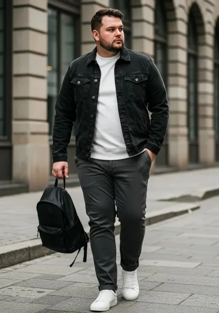 Structured Black Denim And Grayscale Layers