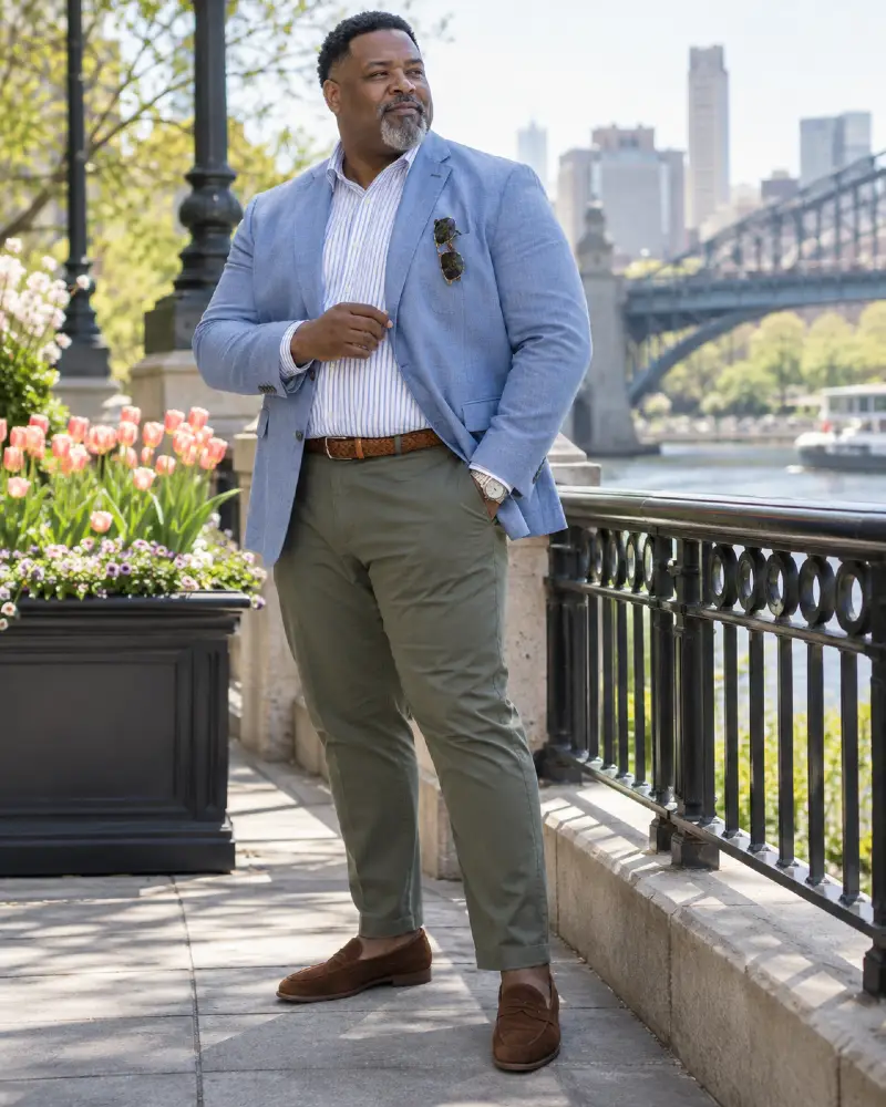 Structured Blue Blazer Waterfront Styling