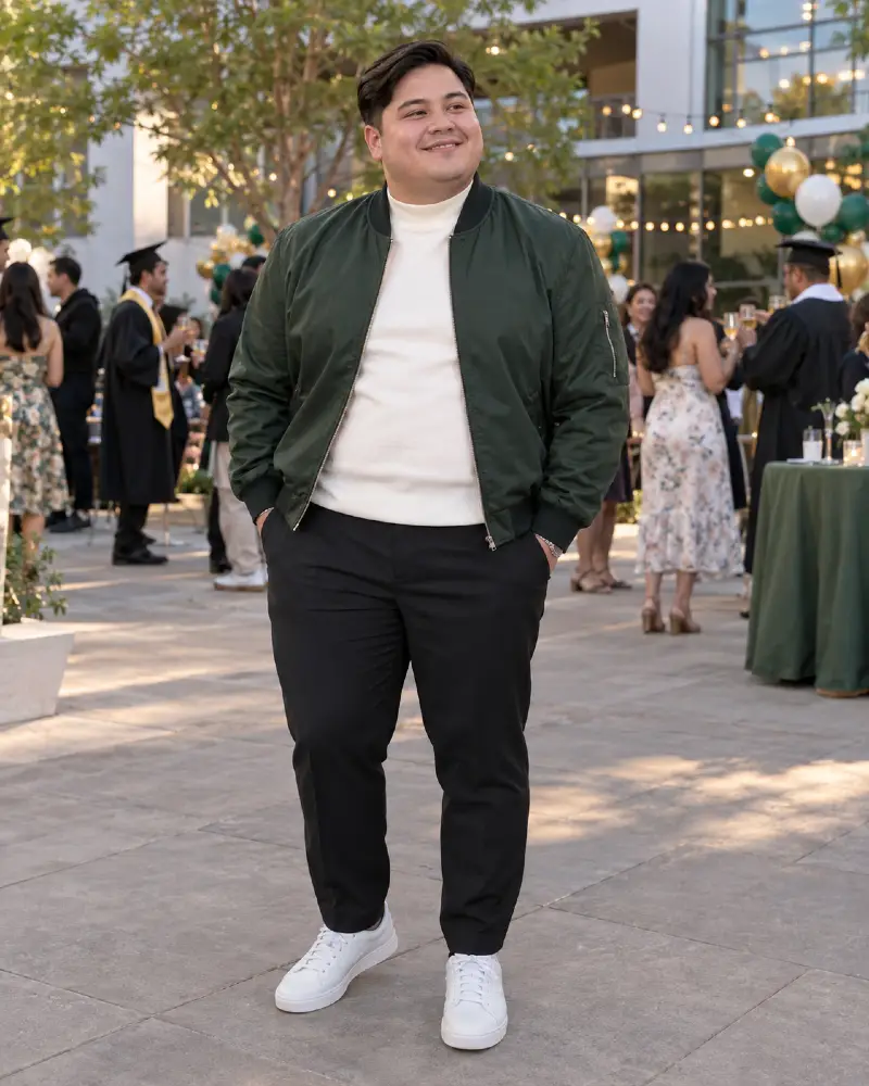 Structured Bomber Jackets and Crisp Whites for Courtyard Evenings