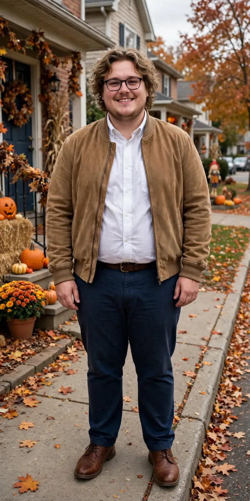 Suede Bomber & Button-Down Pairing