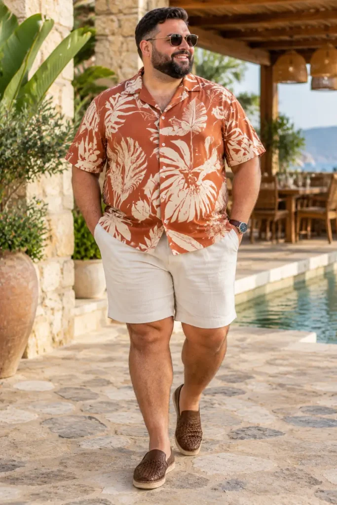 Sun Baked Terracotta Shirt with Bone Linen Shorts