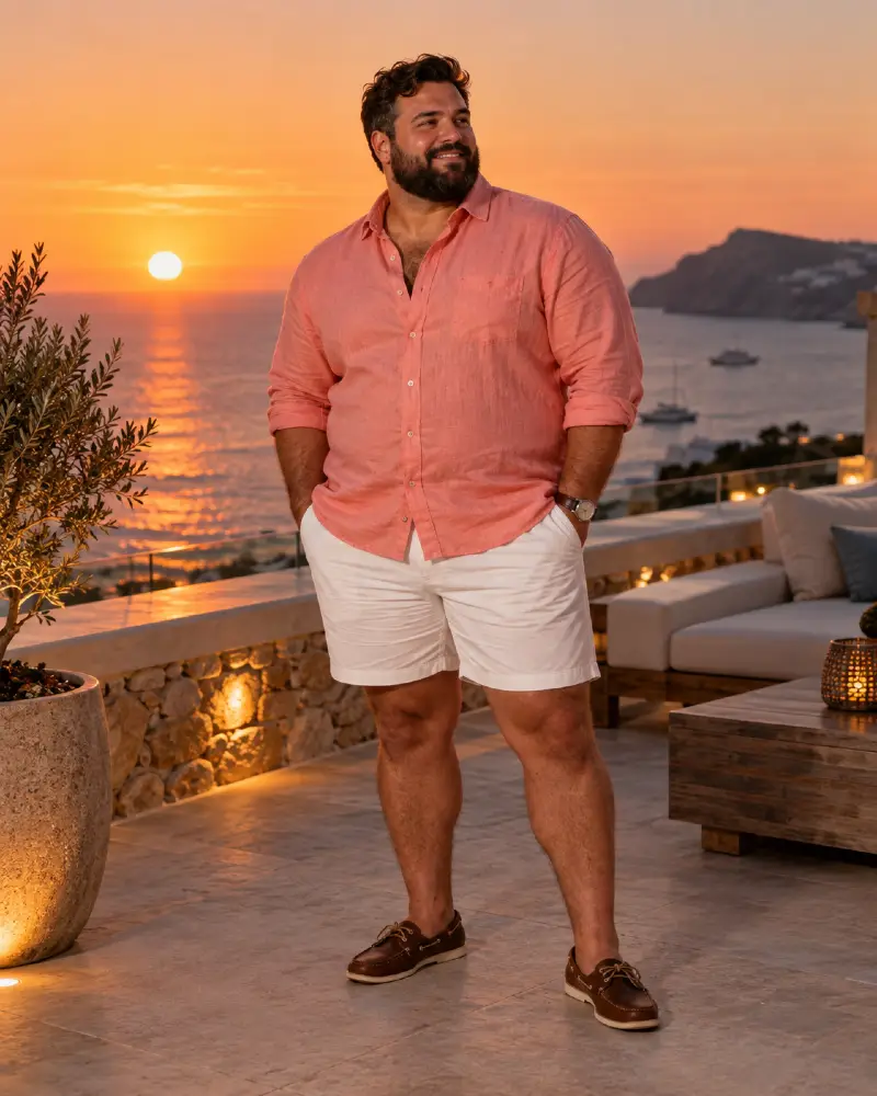 Sunset Views The Untucked Coral Linen