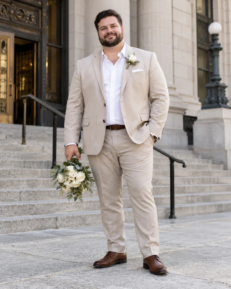 Tan Linen Suit for Civil Ceremonies