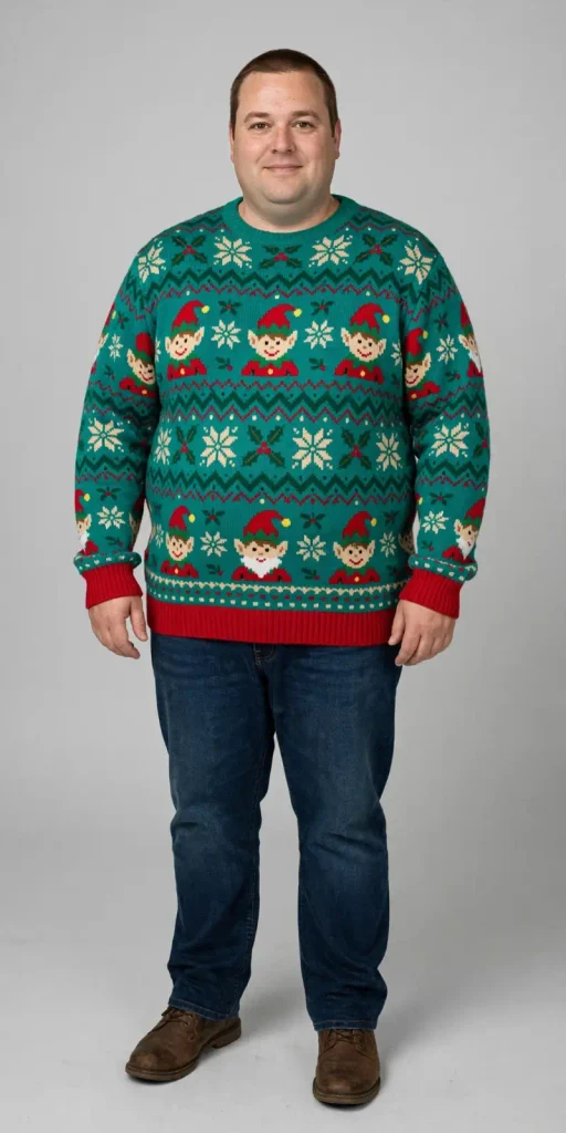 Teal Elf Geometric Fair Isle Knit