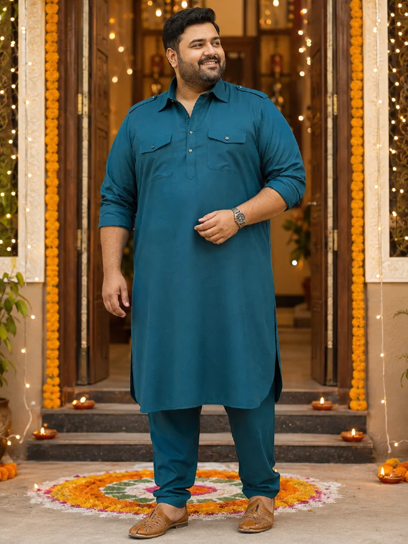 Teal Pathani Suit