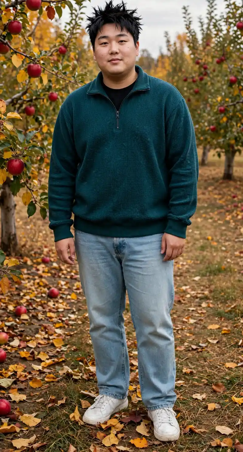 Teal Quarter-Zip & Light Wash Denim Match