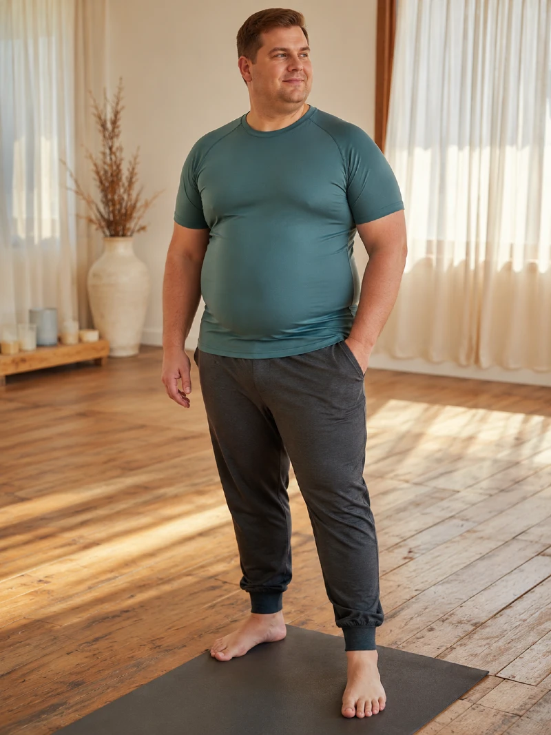Teal T-Shirt and Dark Grey Joggers