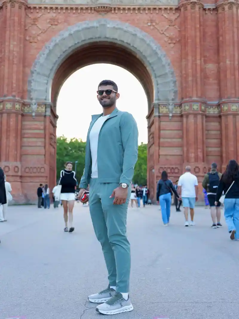 Teal Tracksuit and White T-Shirt