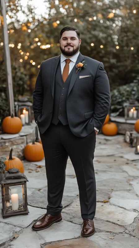 Textured Charcoal Three Piece Suit