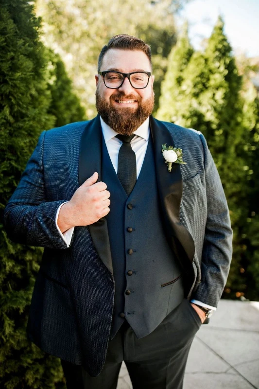 Textured Midnight Blue Tuxedo with Satin Lapels