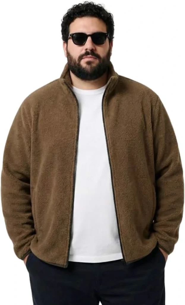 Textured Olive Fleece And Crisp White Contrast