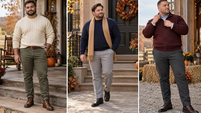 Thanksgiving Sweater Outfits for Plus Size Men