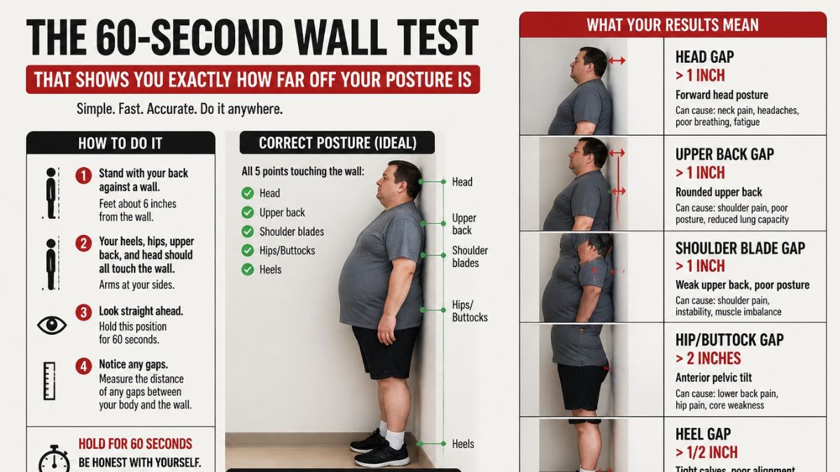 The 60-Second Wall Test That Shows You Exactly How Far Off Your Posture Is