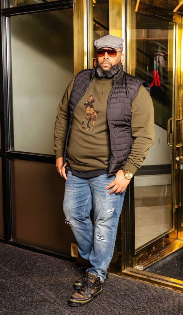 The Black Puffer Vest and Graphic Sweatshirt