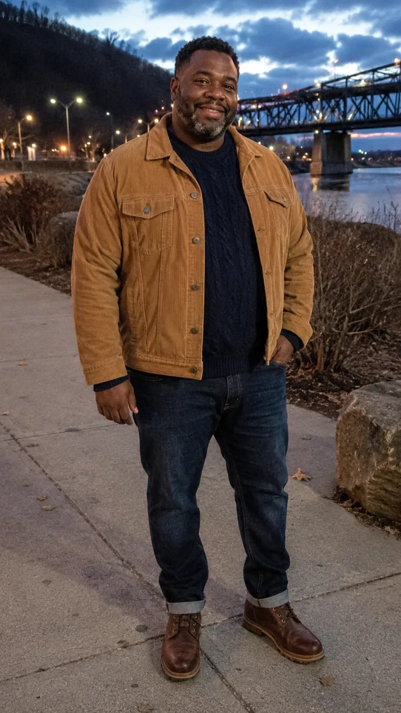The Corduroy Jacket and Cable-Knit Sweater Combo