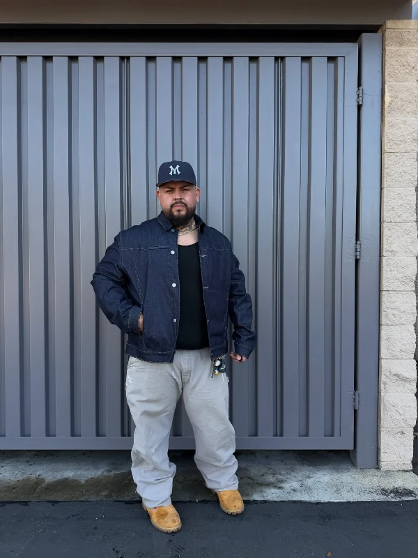 The Dark Denim Jacket and Carpenter Pants