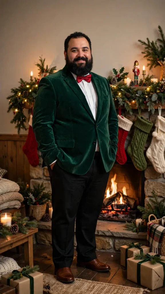 The Festive Green Velvet and Bow Tie