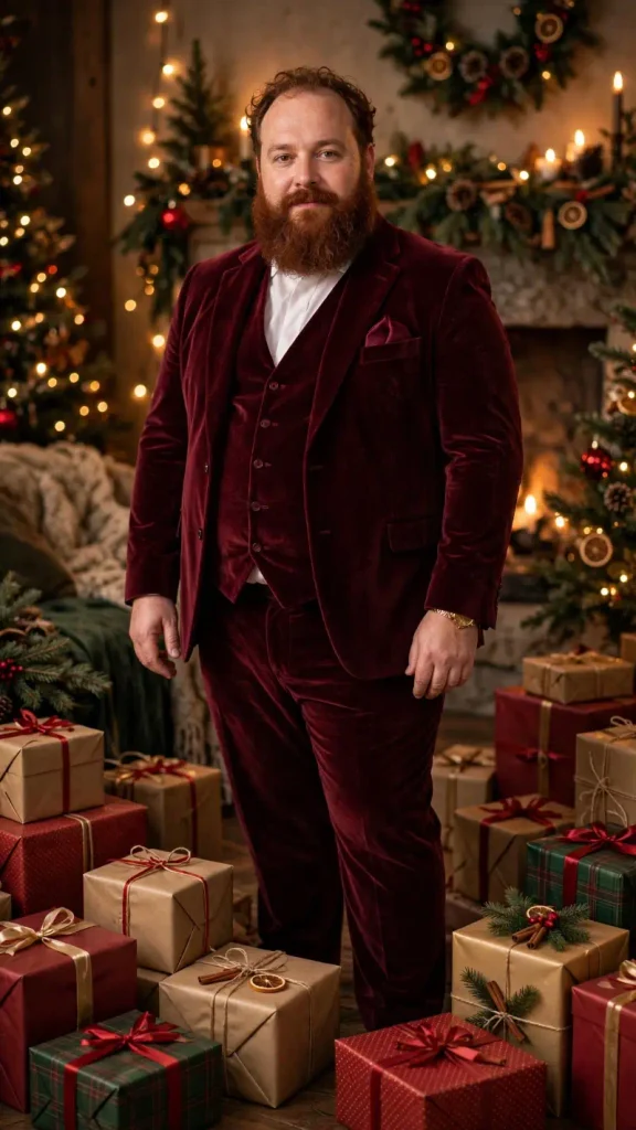 The Full Burgundy Velvet Suit
