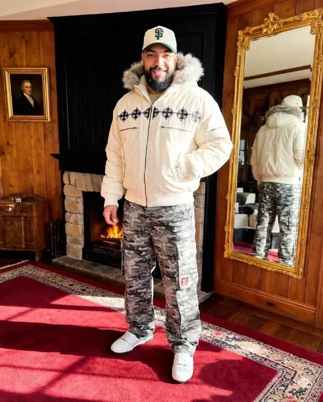 The Puffer Jacket and Camo Cargo Pants
