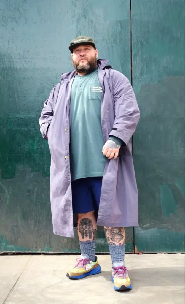 The Purple Raincoat and Chunky Sneakers