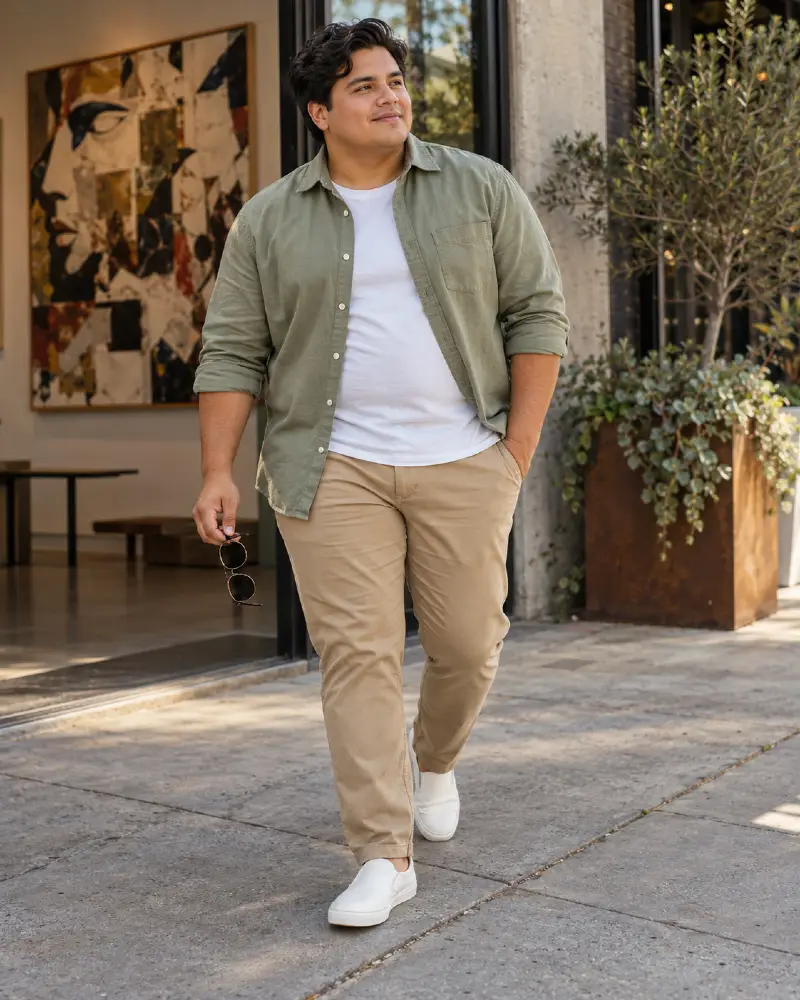 The Relaxed Khaki and Sage Combination