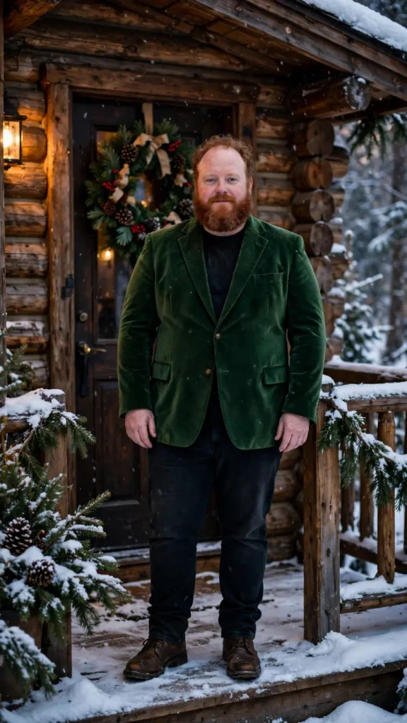 The Rustic Cabin Green Velvet Blazer