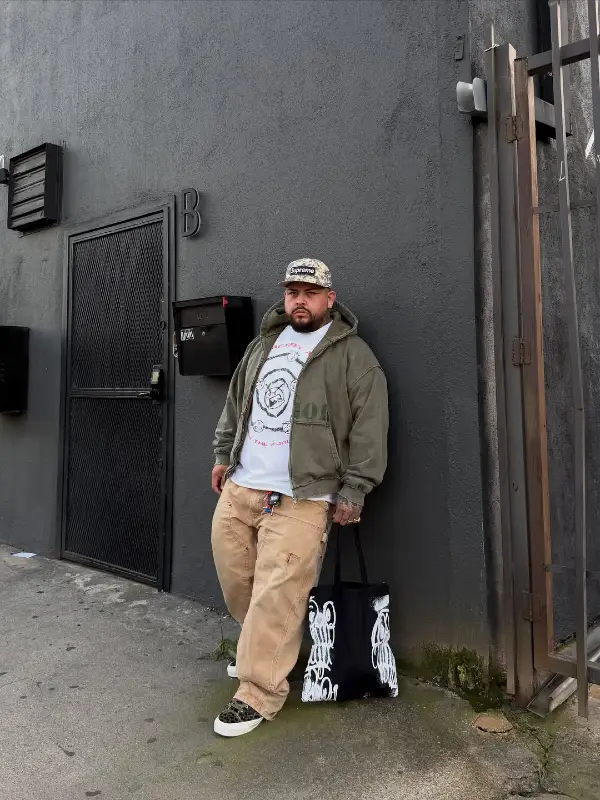 The Zip-Up Hoodie and Carpenter Pants