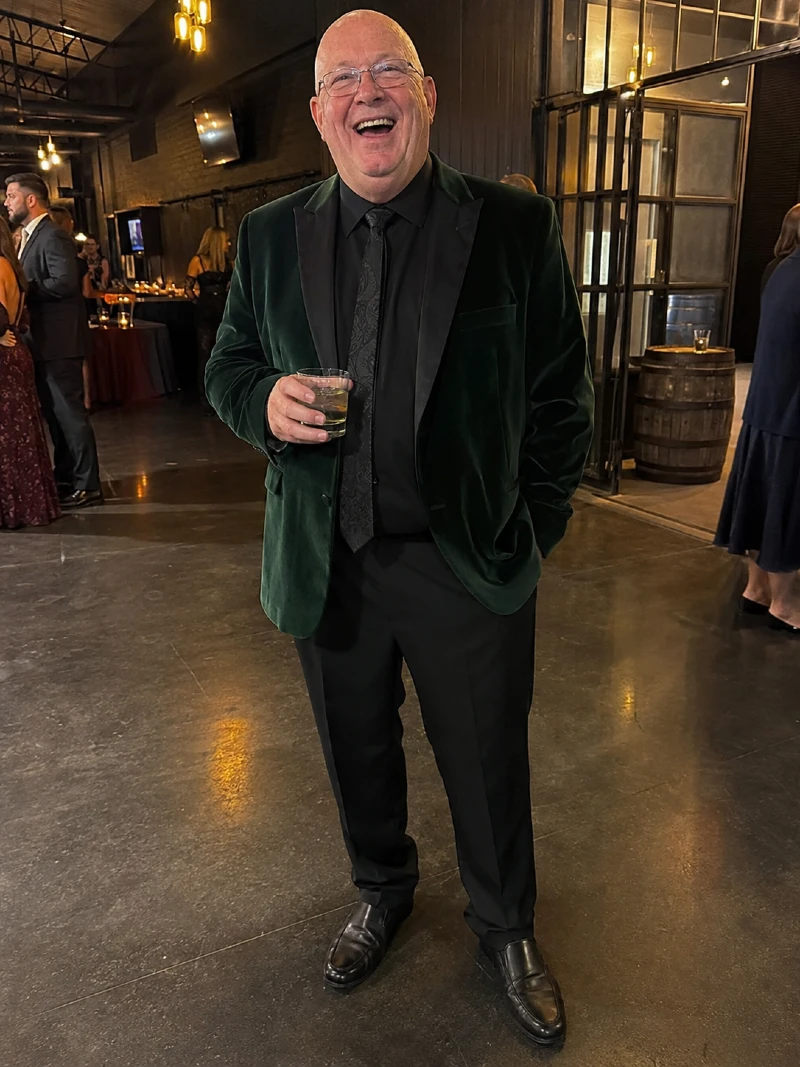 Velvet Blazer and Black Dress Pants