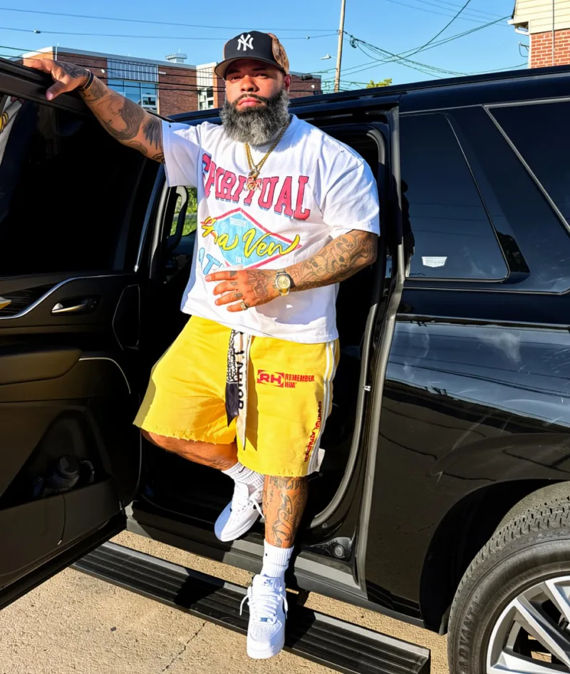 Vibrant Graphic Tee & Track Shorts Look