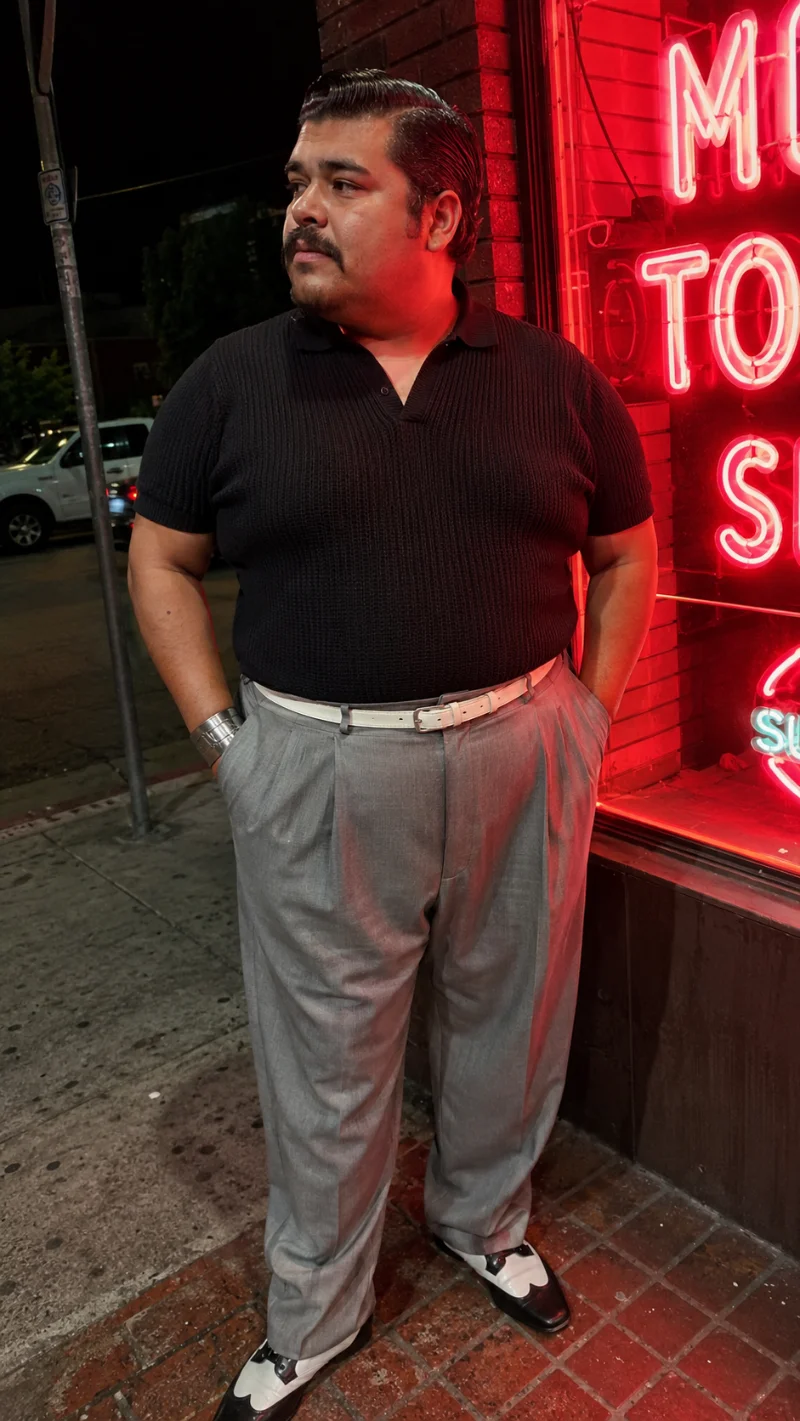 Vintage Knit Polo and Pleated Trousers