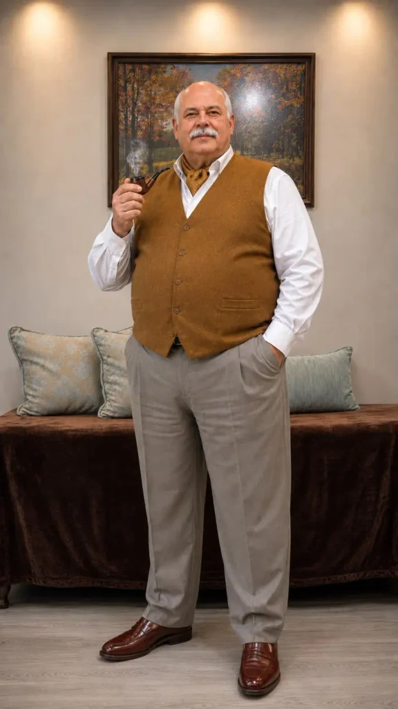 Warm Ochre Wool And Pleated Grey Trousers