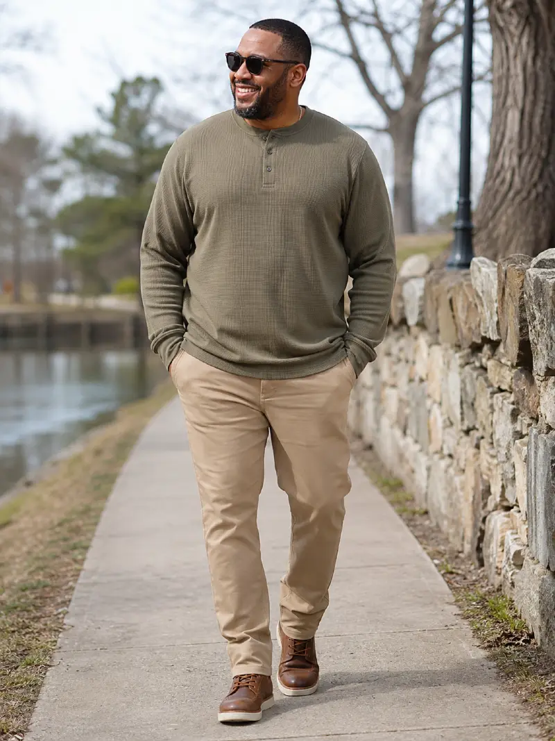 Wearing Chinos With a Henley or Waffle Knit