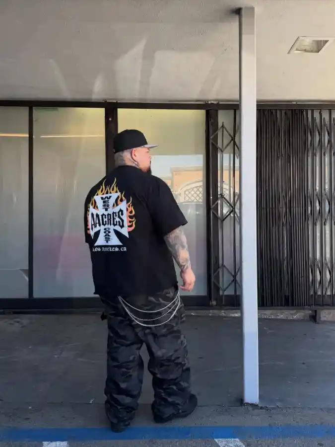 West Coast Graphic Tee and Camo Cargo Pants