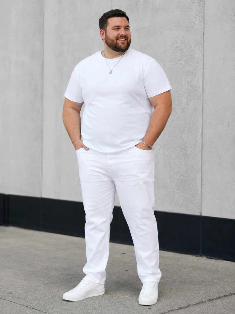 White Crew Neck T-Shirt and White Jeans