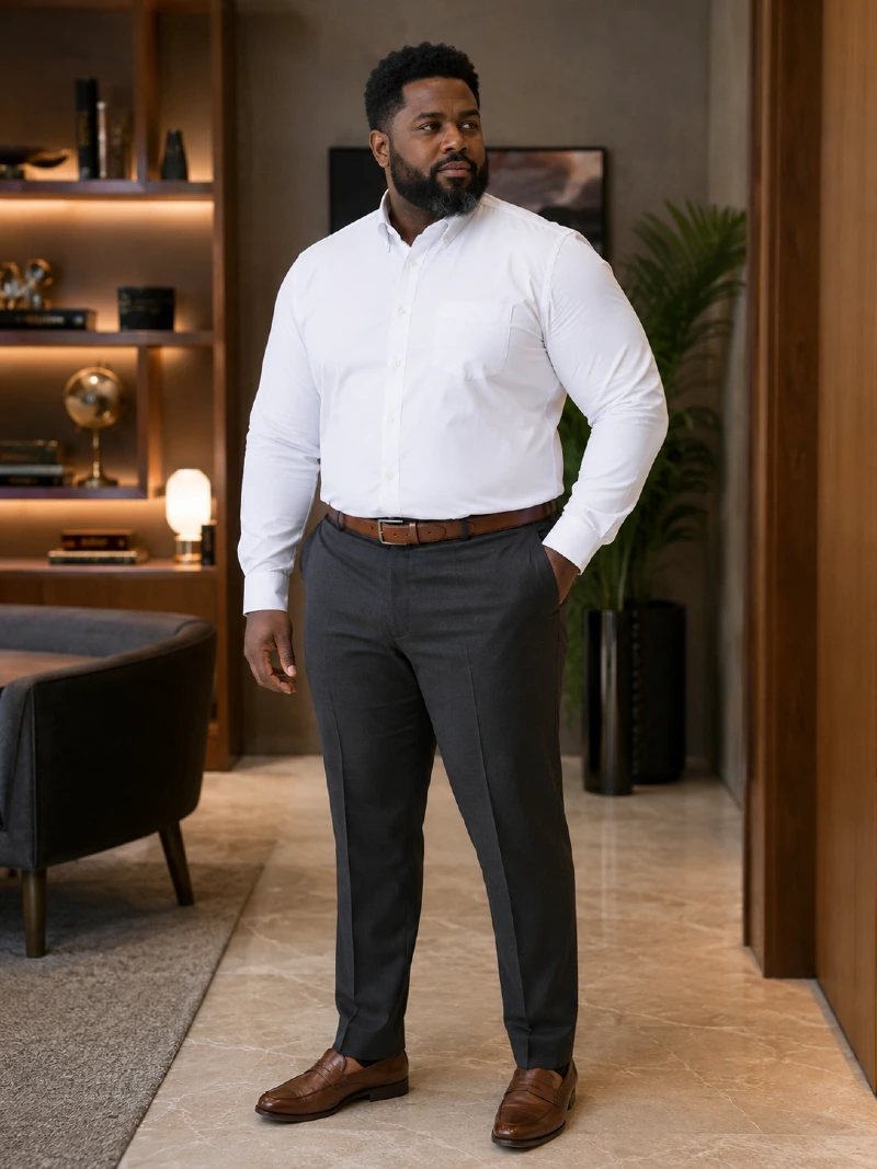 White Dress Shirt and Charcoal Grey Trousers