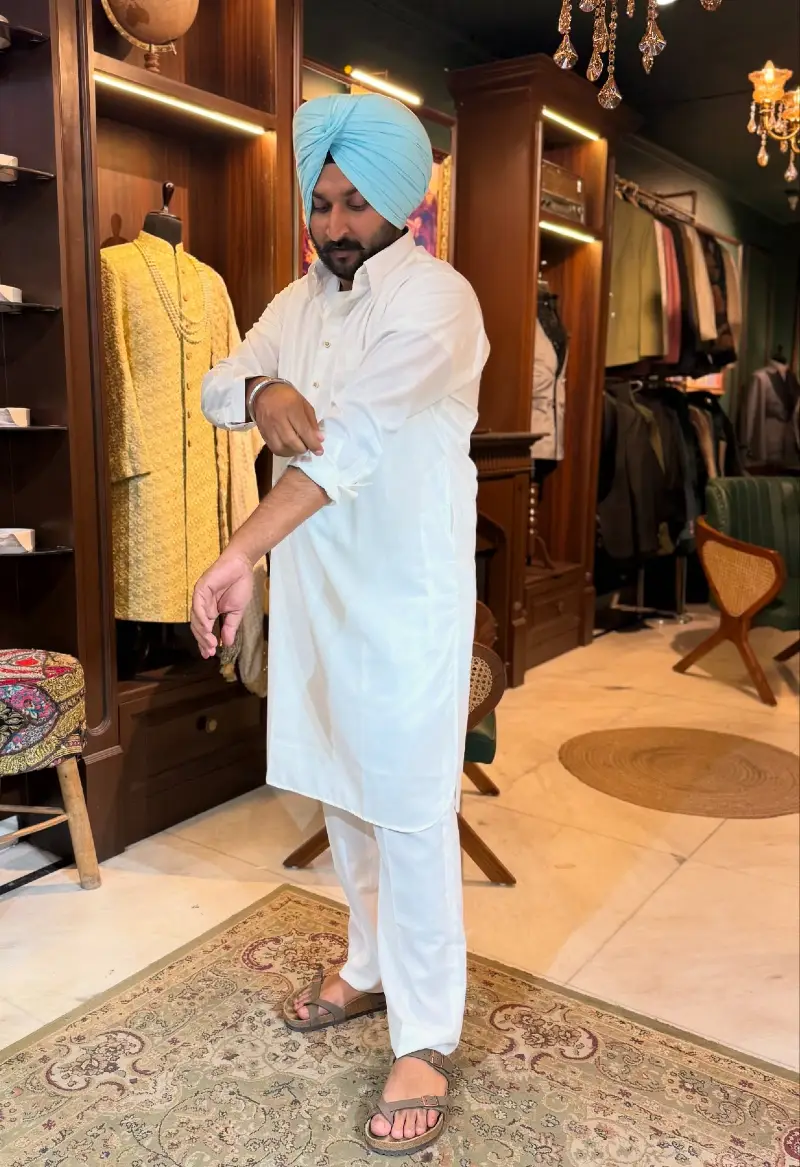 White Pathani Kurta Pajama