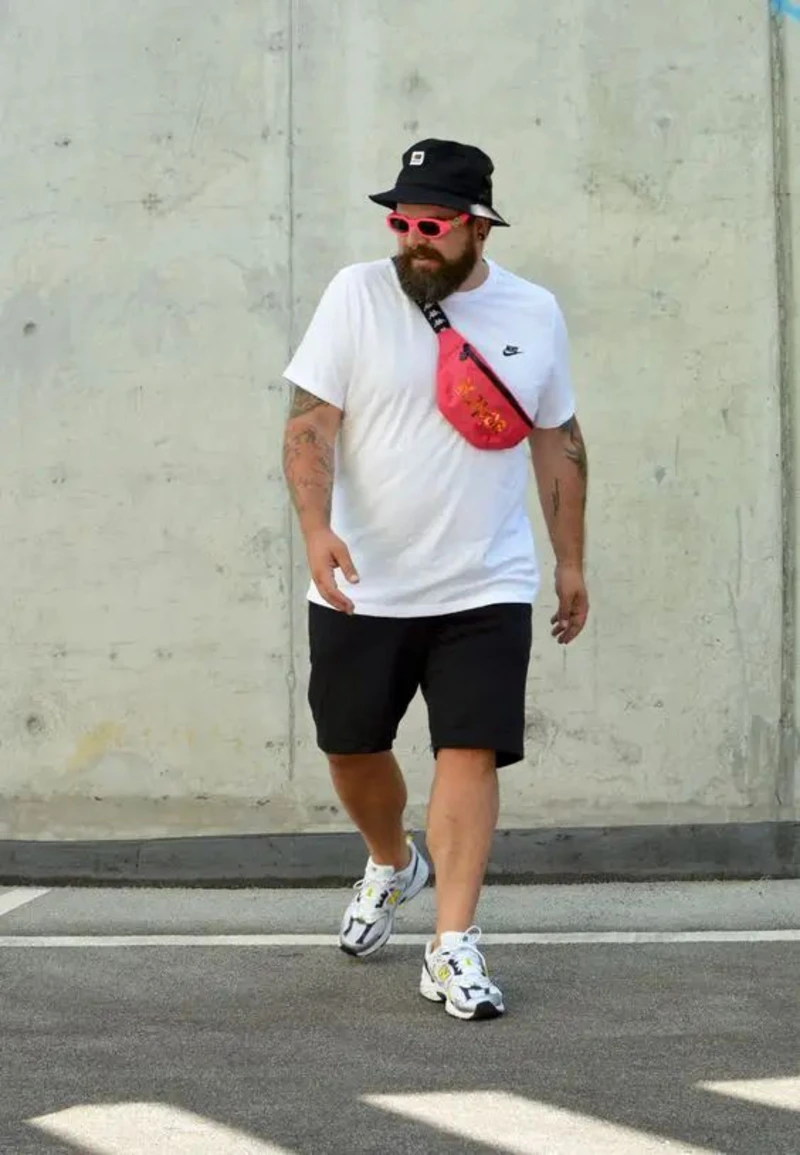 White T-Shirt With Black Shorts