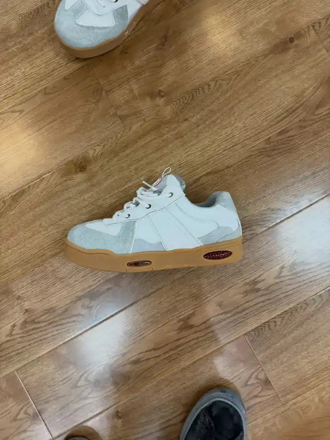White and Gum Sole Sneakers
