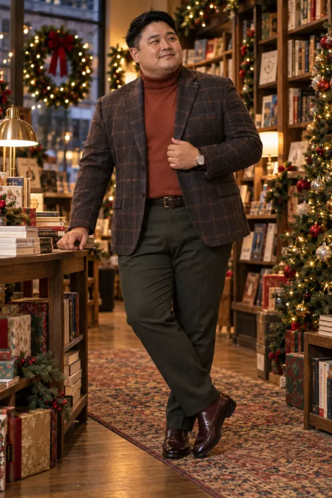 Windowpane Check And Warm Copper Knits