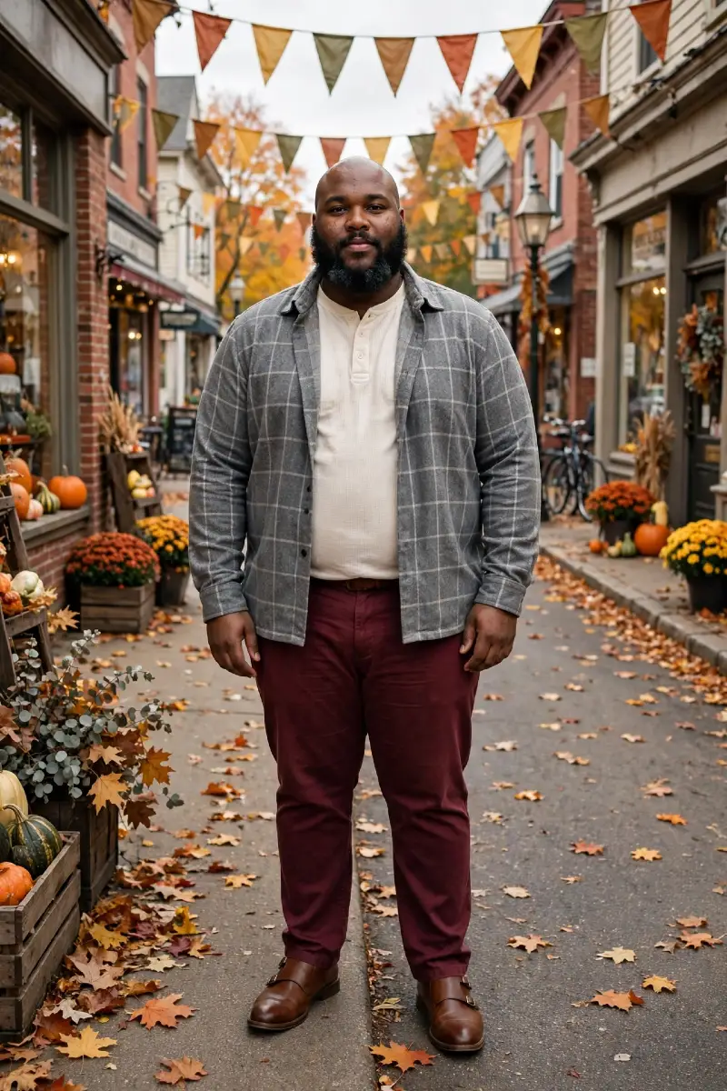 Windowpane Flannel & Burgundy Chino Match