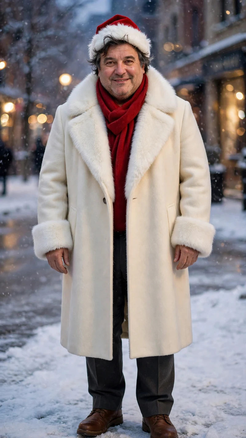 Winter White Overcoat Santa