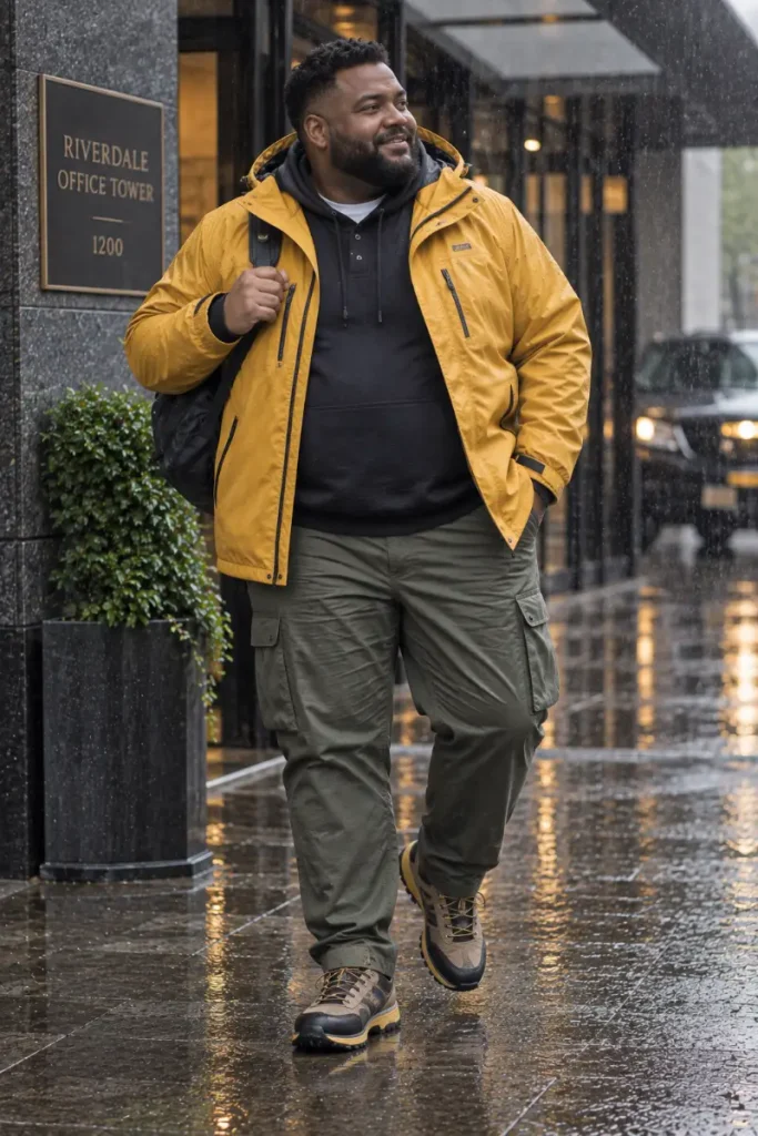 Yellow Shell and Black Hoodie