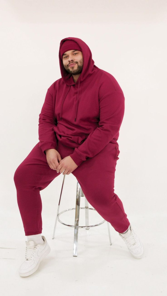 10. Burgundy Matching Sweatsuit With White Sneakers