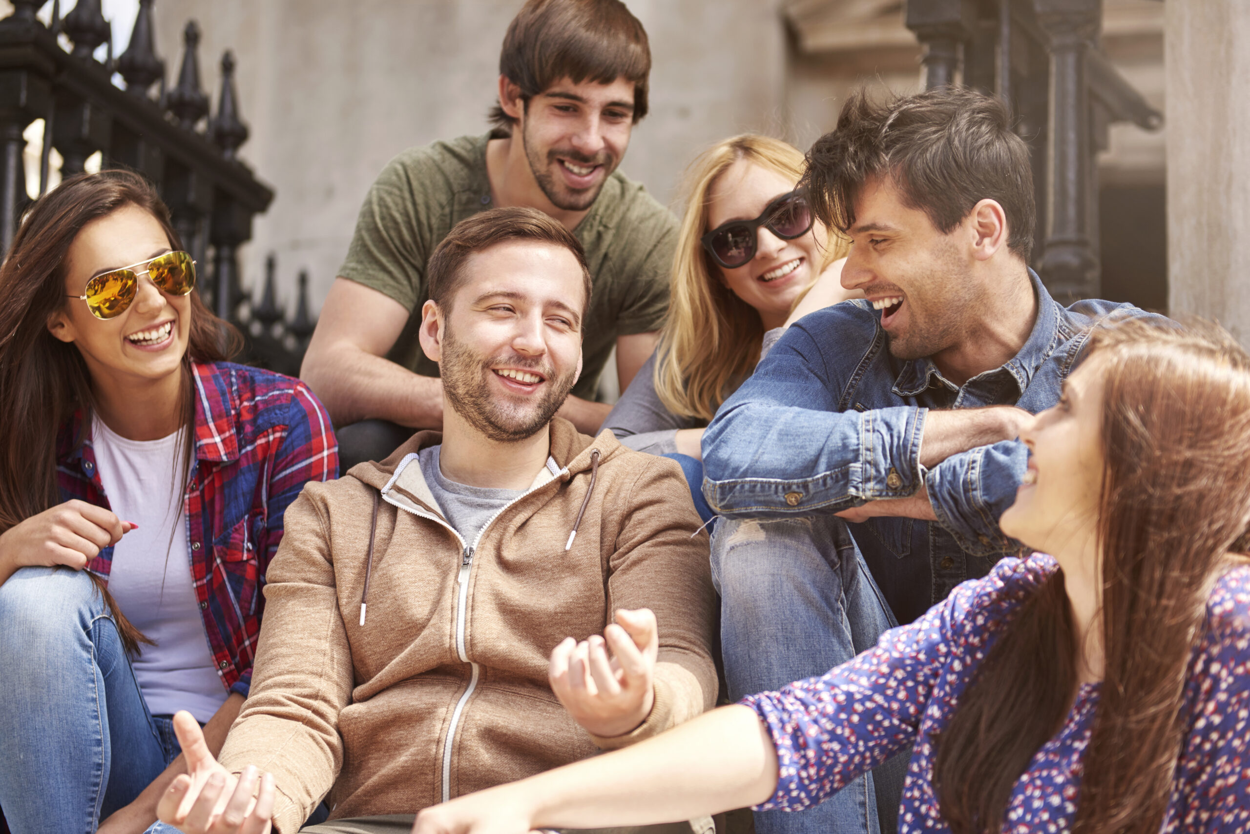 Group of friends laughing and in a good mood